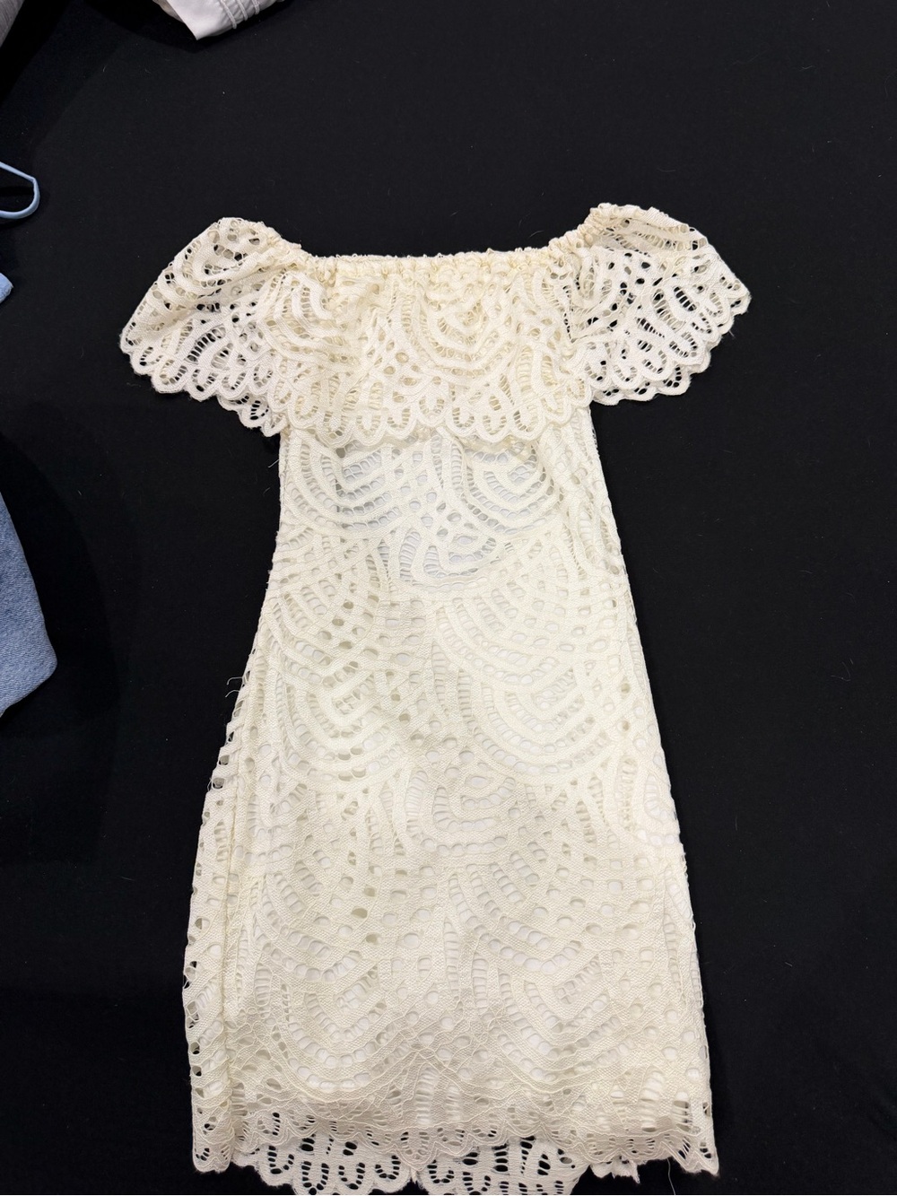 Material Girl Cream One-Shoulder Lace Dress